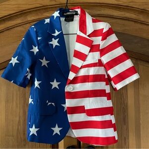 Suitmeister Boys Suit Jacket ONLY USA Flag Red White BLue Stars Stripes S 4-6